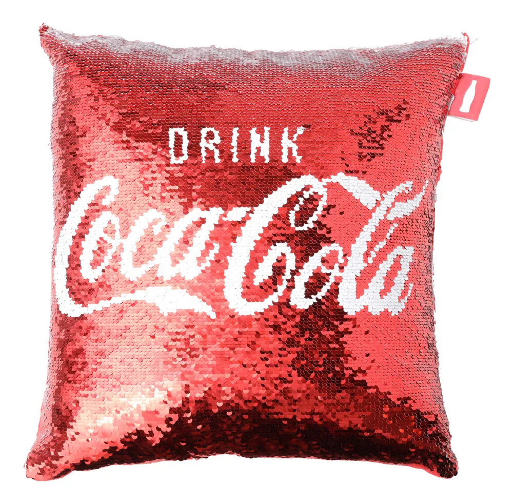 Almofada Decorativa Coca-Cola Paetê 40x40cm sofá