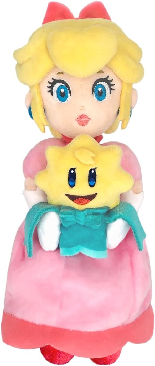 Pelúcia Princesa Peach Nintendo rosa vestido laço estrela