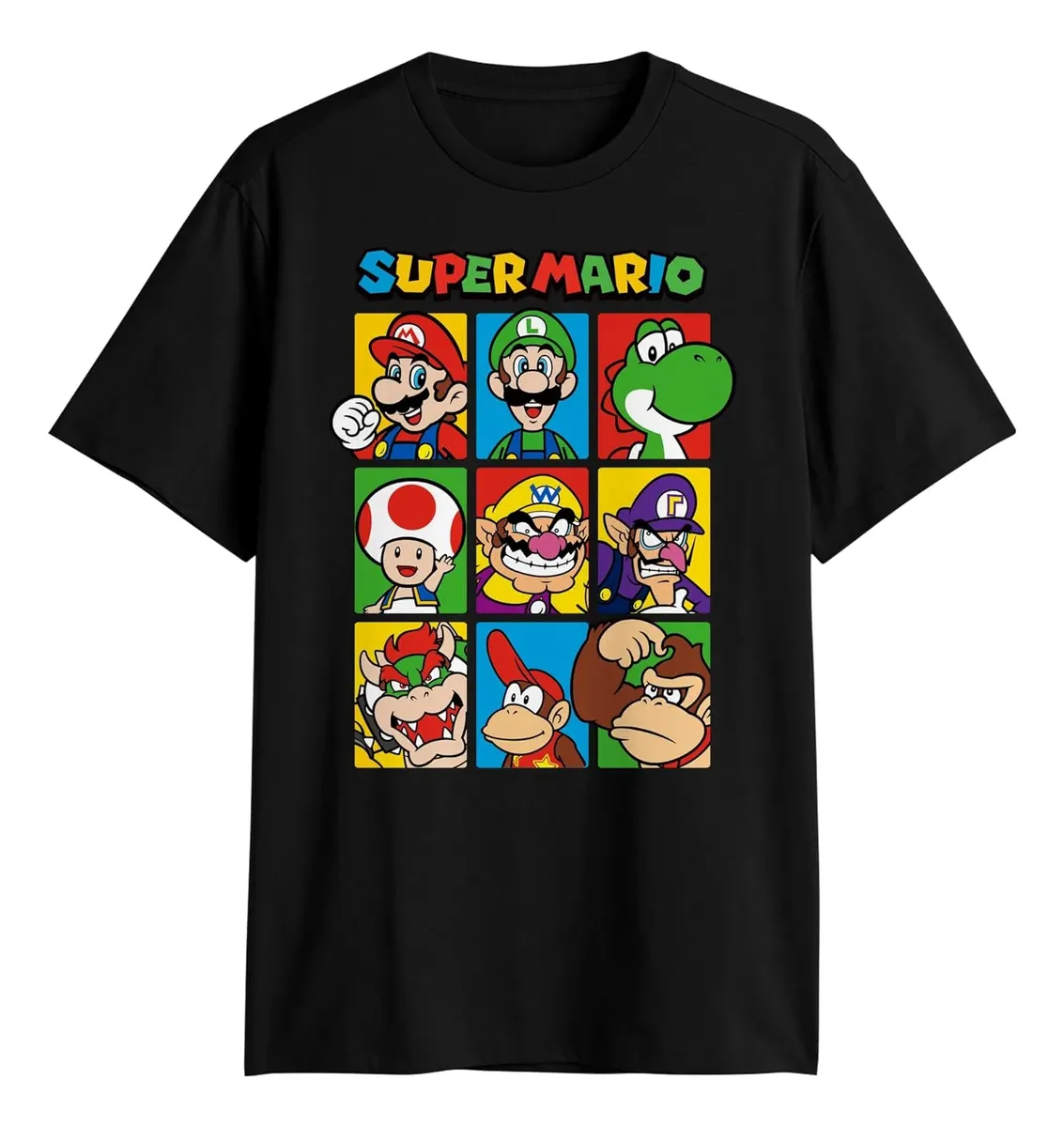 Camiseta Super Mario Bros Nintendo Logo Clássico personagens algodão