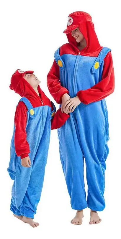 Pijama Adulto Infantil Super Mario Nintendo macio temático