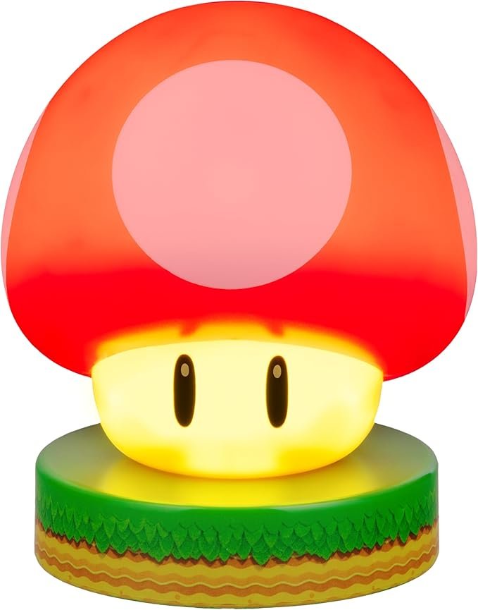 Luminária Cogumelo Mario LED vermelho branco