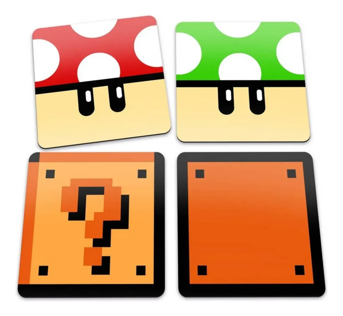Porta-Copos Cogumelo Mario Set 4 Unidades Silicone vermelho branco