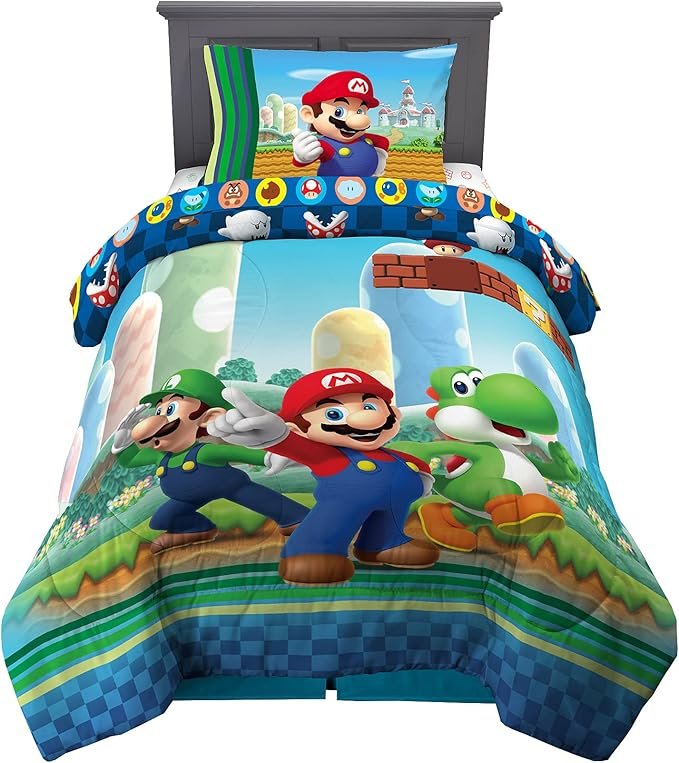 Jogo de Cama Super Mario Infantil algodão personagens macio
