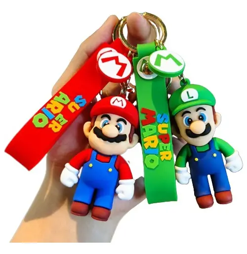 Chaveiro Super Mario Luigi PVC borracha molho de chaves