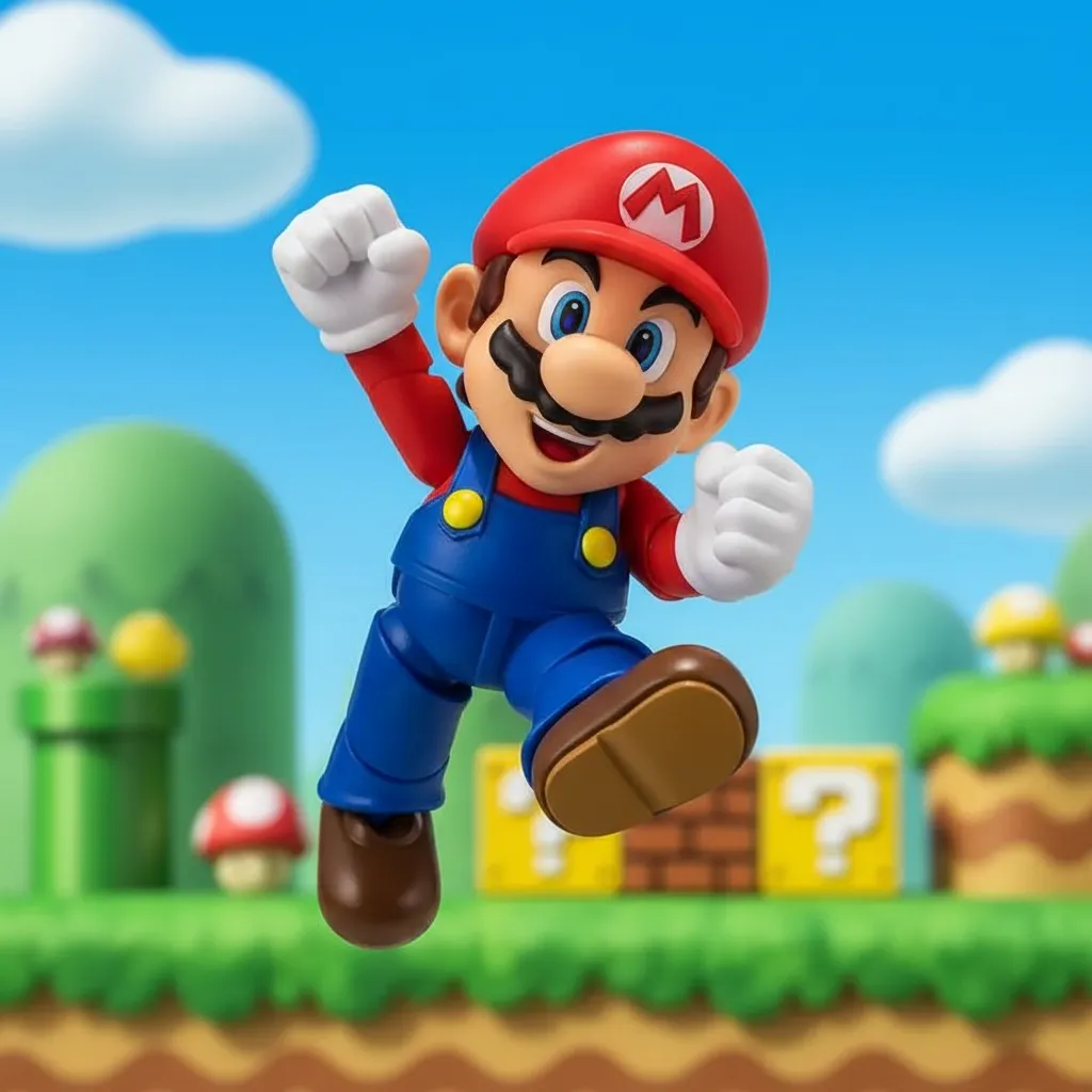 Super Mario Action Figure com base posições de exibição