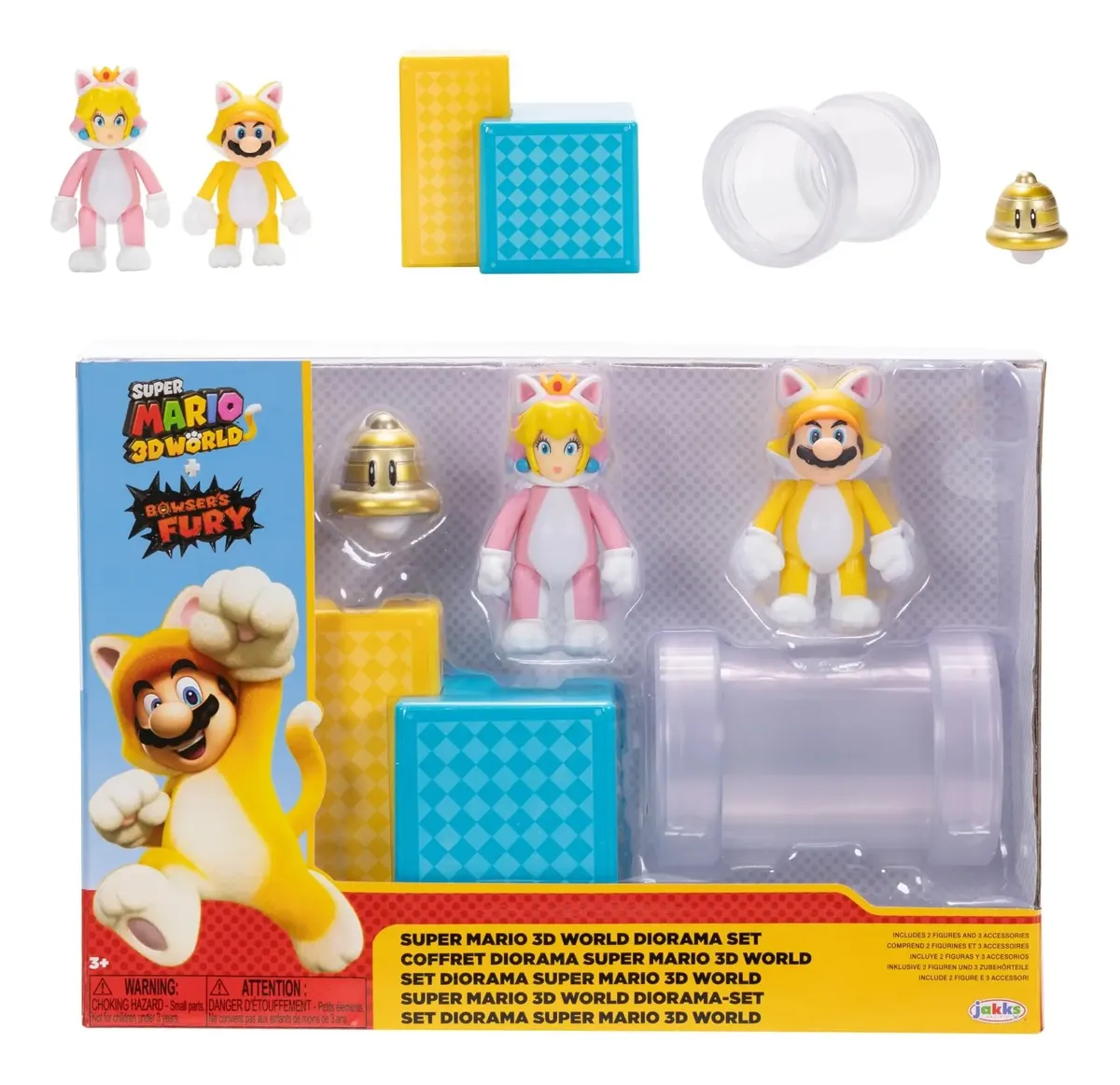 Diorama Super Mario Mario e Peach Cats com canos transparentes sino