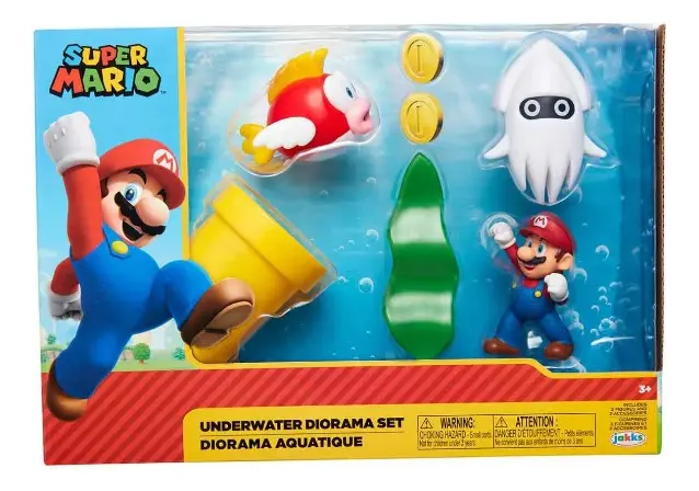 Diorama Super Mario Underwater aquático Cheep Cheep Blooper