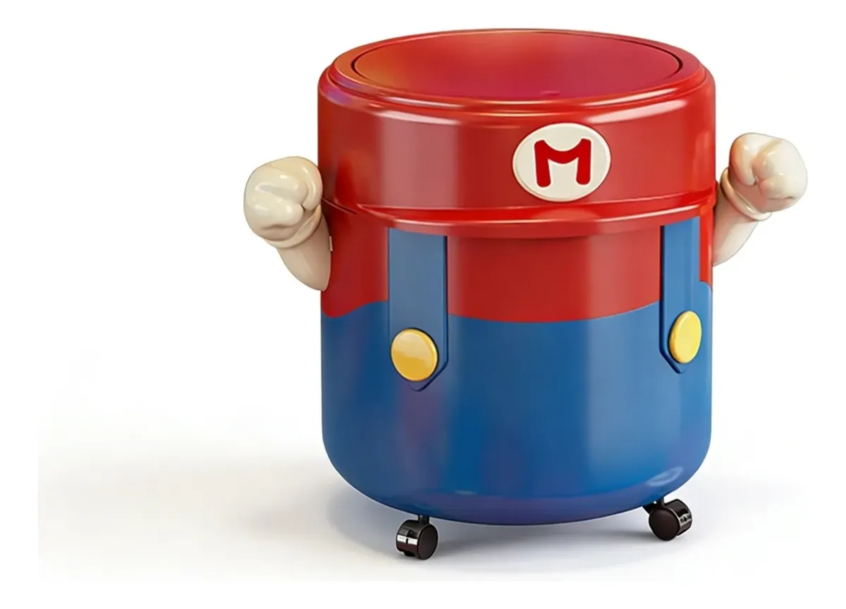 Lata de Lixo Super Mario Bros com rodinhas