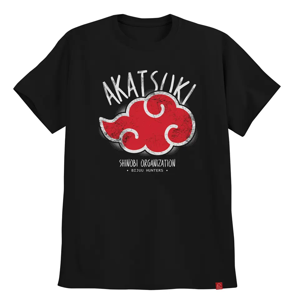 Camiseta Akatsuki Nuvens Vermelhas Preta