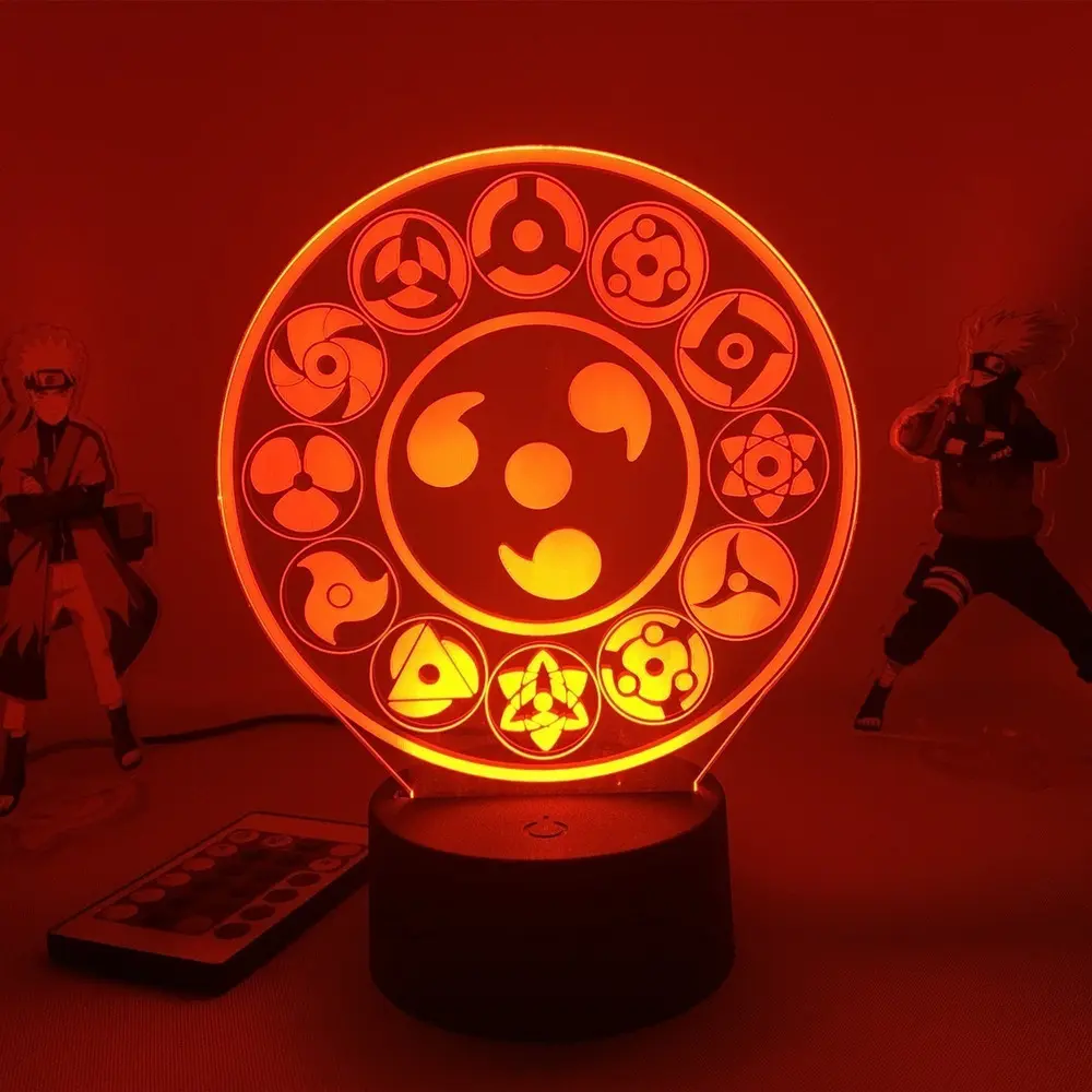 Luminária LED Naruto Símbolo de Konoha ou Sharingan 16 cores