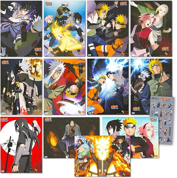 Naruto Conjunto de 12 pôsteres para decoração de quarto Amazon