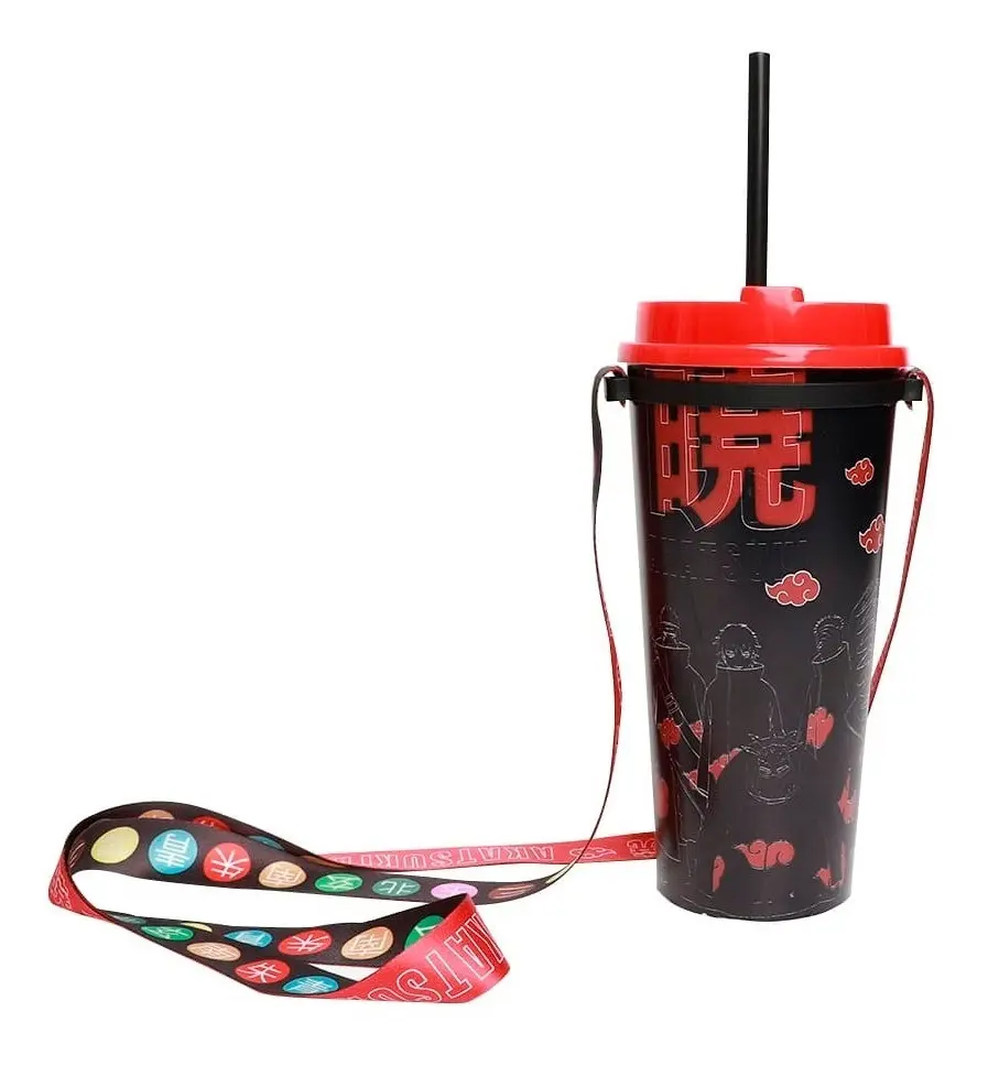 Copo Polipropileno Piticas Preto Akatsuki Naruto Shippuden 1L