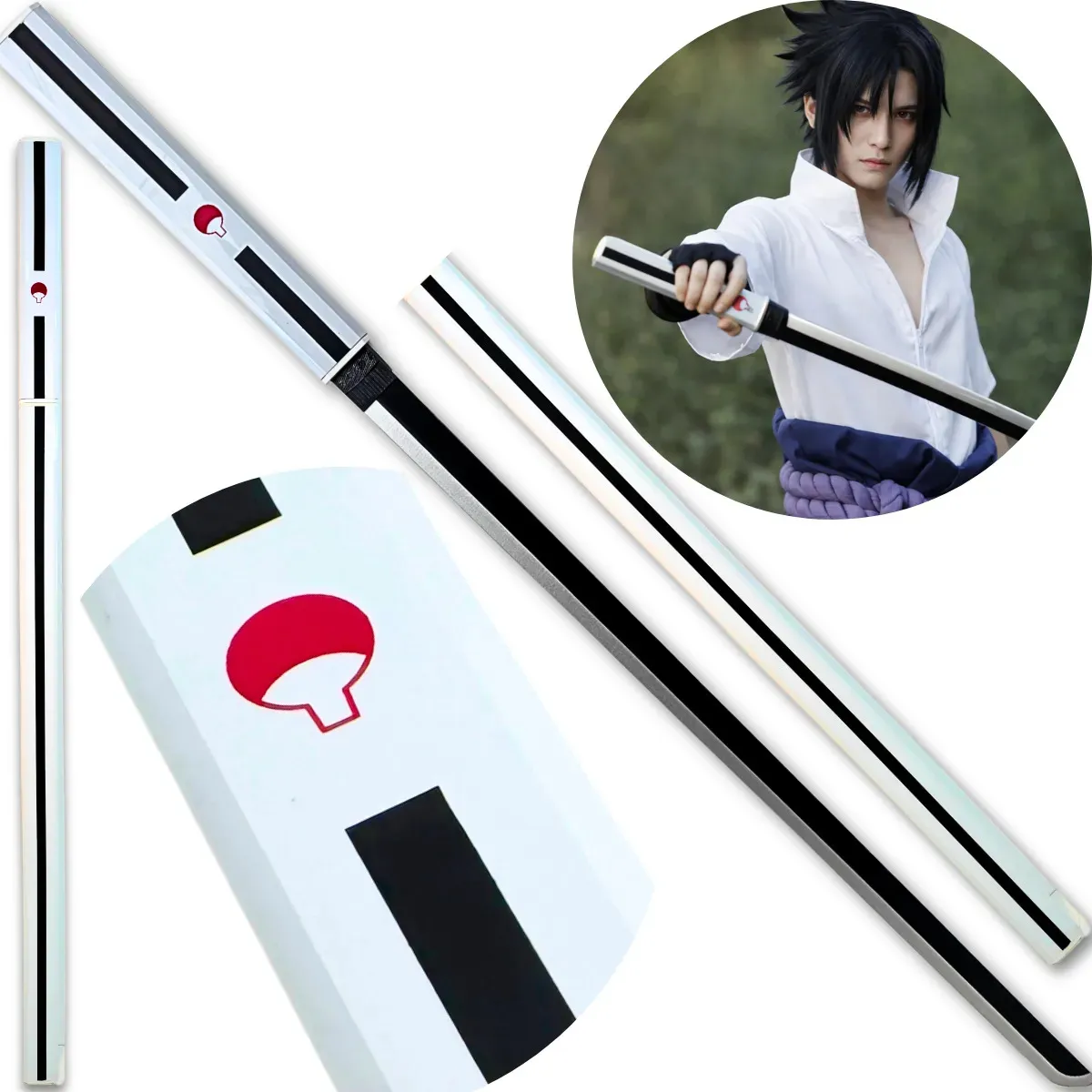 Réplica Espada do Sasuke Decorativa 103cm bainha bambu cosplay
