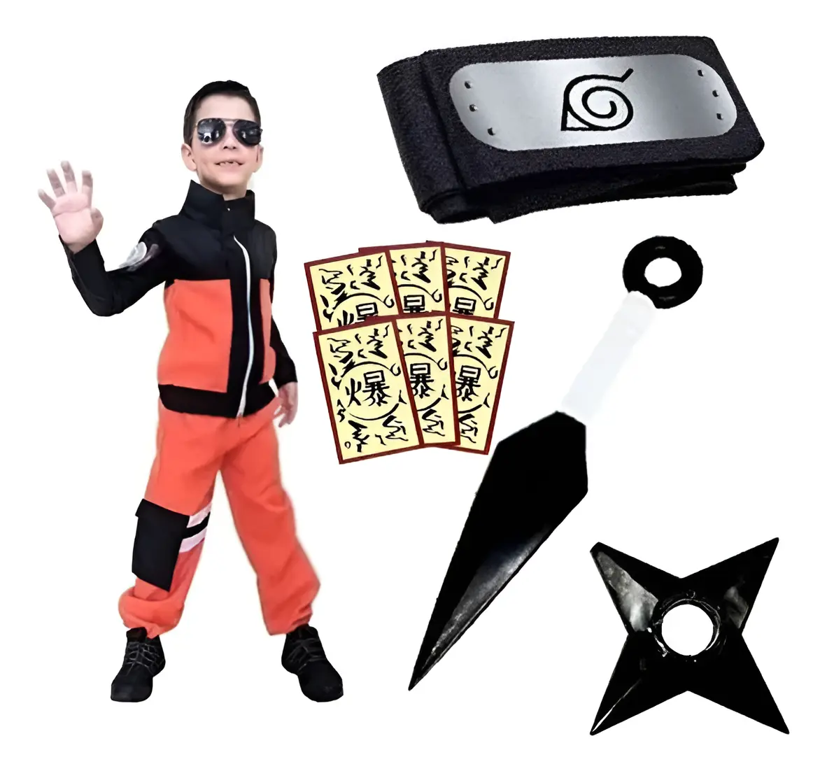 Roupa Naruto Uzumaki Cosplay Infantil Juvenil com Bandana 500 avaliações