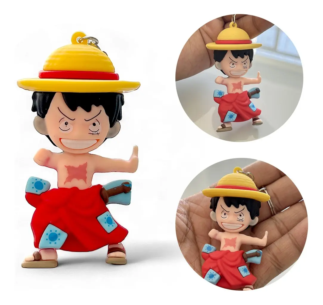 Chaveiro One Piece Luffy com Chapéu de Palha Metal 5cm
