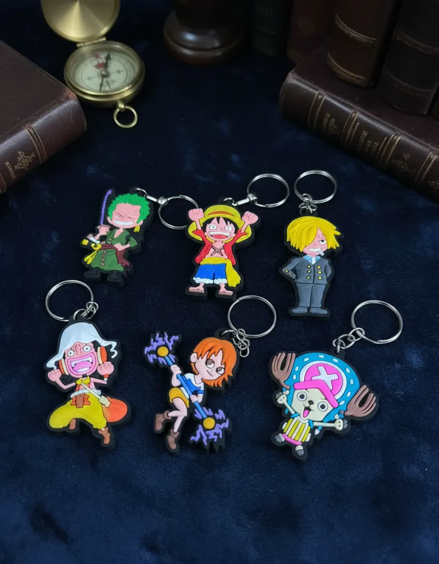 Kit Chaveiros One Piece 6 personagens Luffy Zoro Nami Usopp Sanji Robin