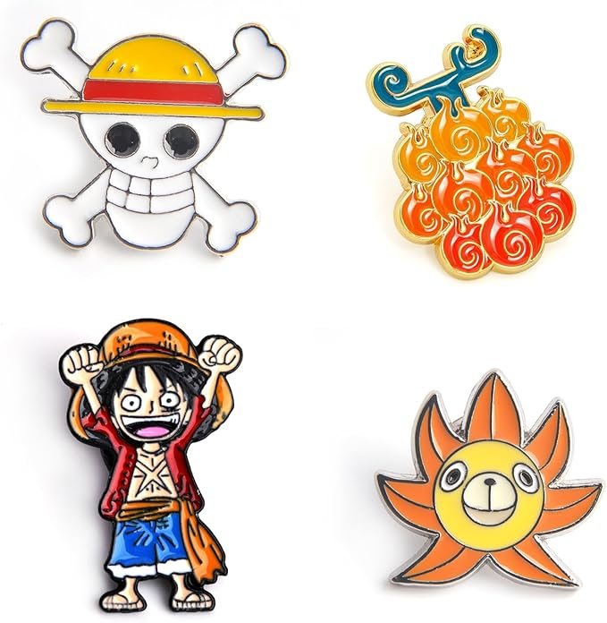 Pin Broche One Piece 4 peças esmaltado mochila jaqueta