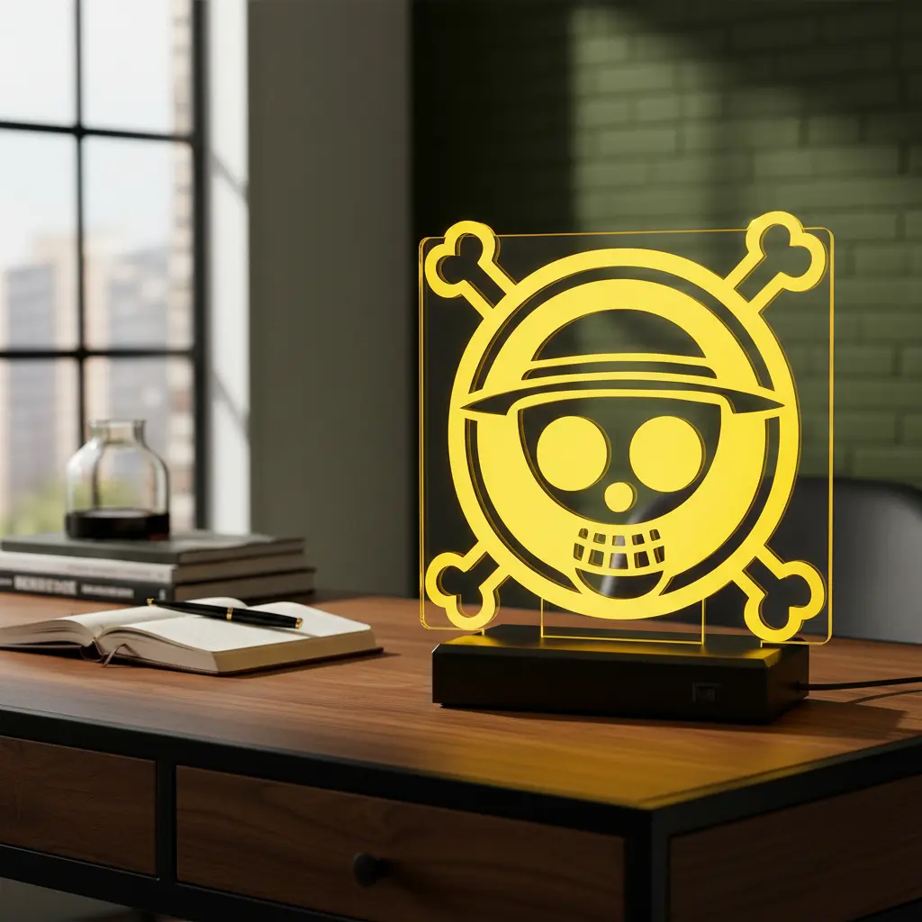 Luminária LED One Piece Símbolo dos Chapéus de Palha