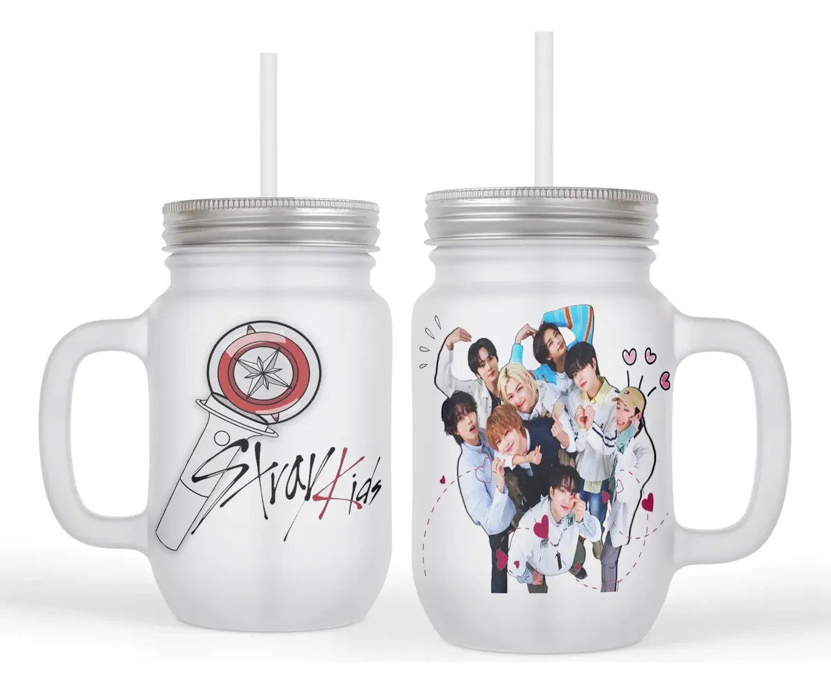 Caneca Stray Kids SKZ Membros canudo tampa 38 avaliações