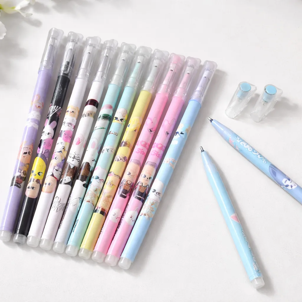 Kit 12 Canetas Gel Esferográficas K-pop Stray Kids design fofo