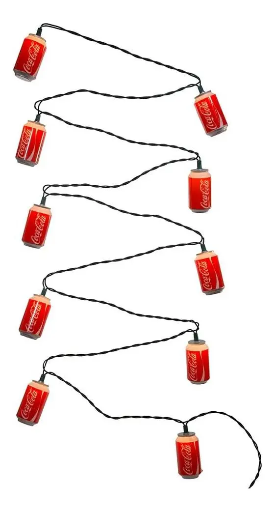Kit de Luzes Coca-Cola em Lata 10 luzinhas fio árvore lareira