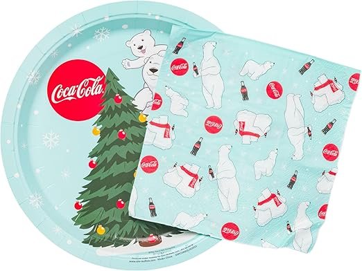 Kit Descartável Pratos e Guardanapos Coca-Cola Natal Amazon