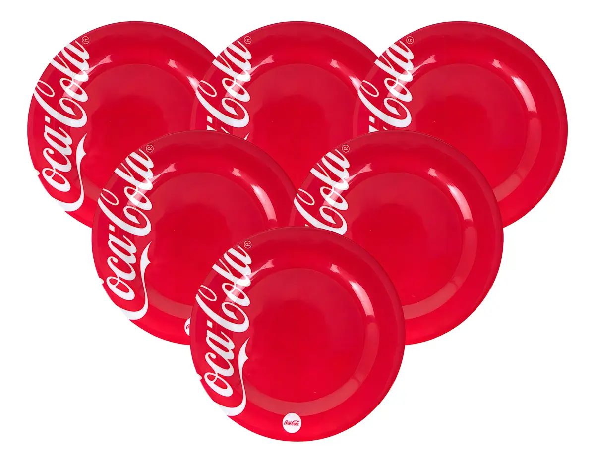 Kit Pratos Coca-Cola sobremesa 6 unidades melamina 12 avaliações