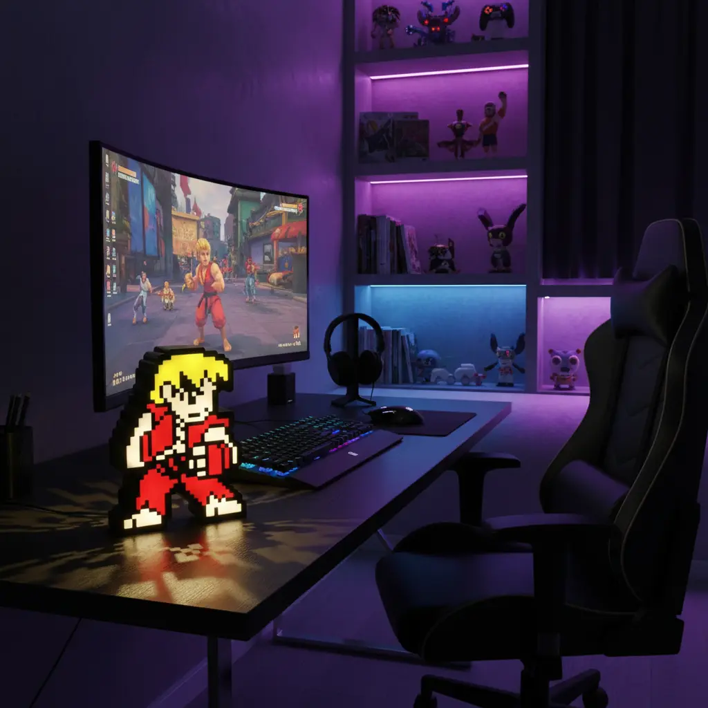 Luminária LED Ken Street Fighter acrílico americano loiro