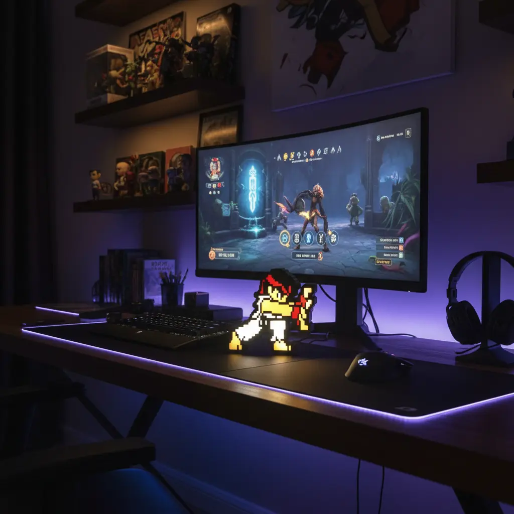 Luminária LED Ryu Street Fighter acrílico setup