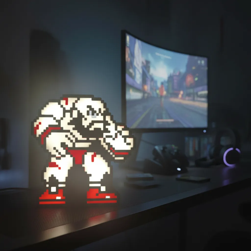 Luminária LED Zangief Street Fighter acrílico Red Cyclone