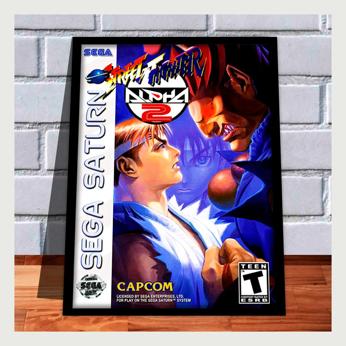 Quadro Street Fighter Ryu Chun-Li arte premium moldura inclusa