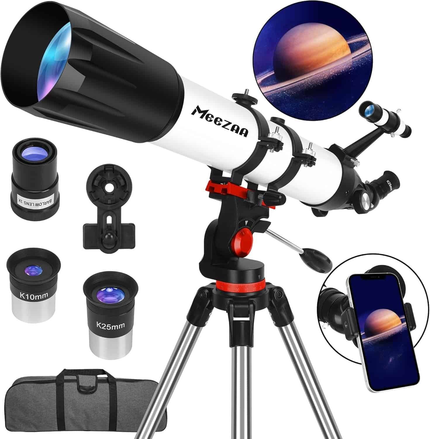 MEEZAA Telescópio Refrator 90mm abertura