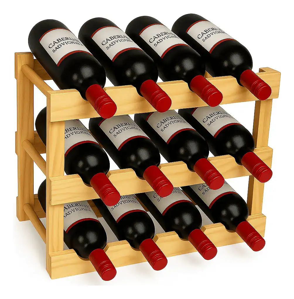 Adega De Madeira 12 Garrafas empilhável modular