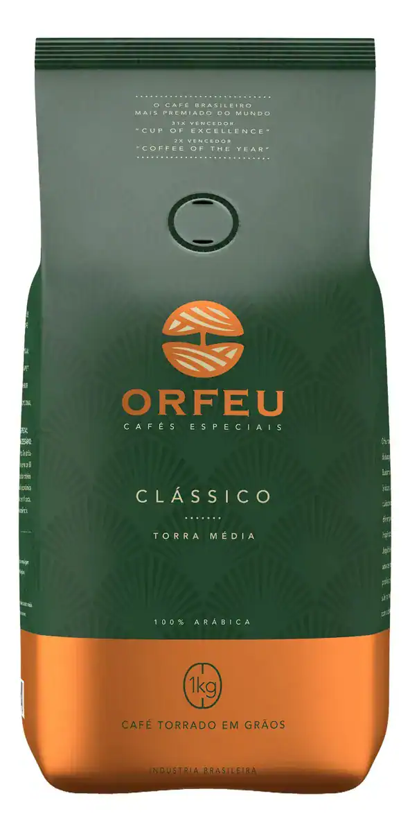 Café em Grãos Orfeu Clássico 1kg Torra Média 100% Arábica