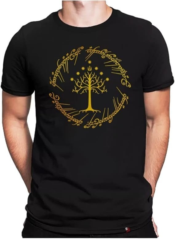 Camiseta Senhor Dos Anéis Estampa Dourada Hobbits
