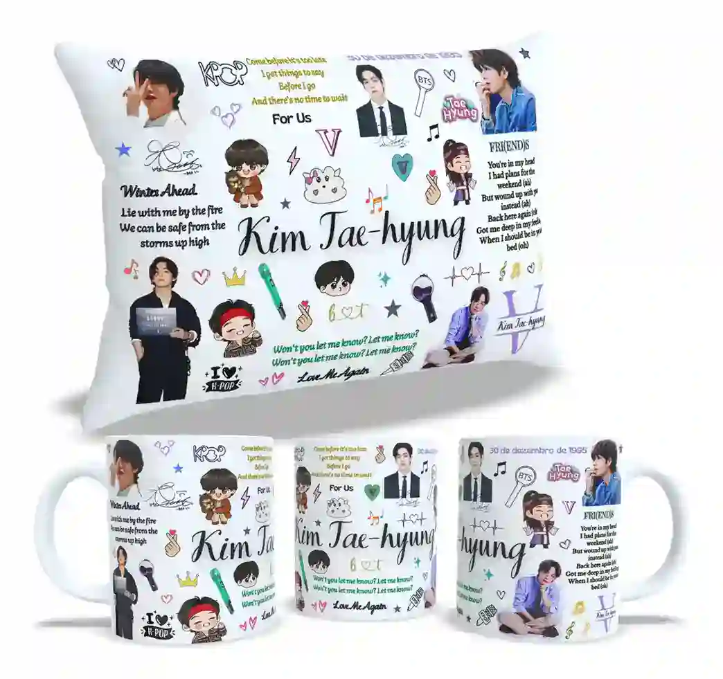 Kit Caneca + Almofada Tae-hyung V BTS