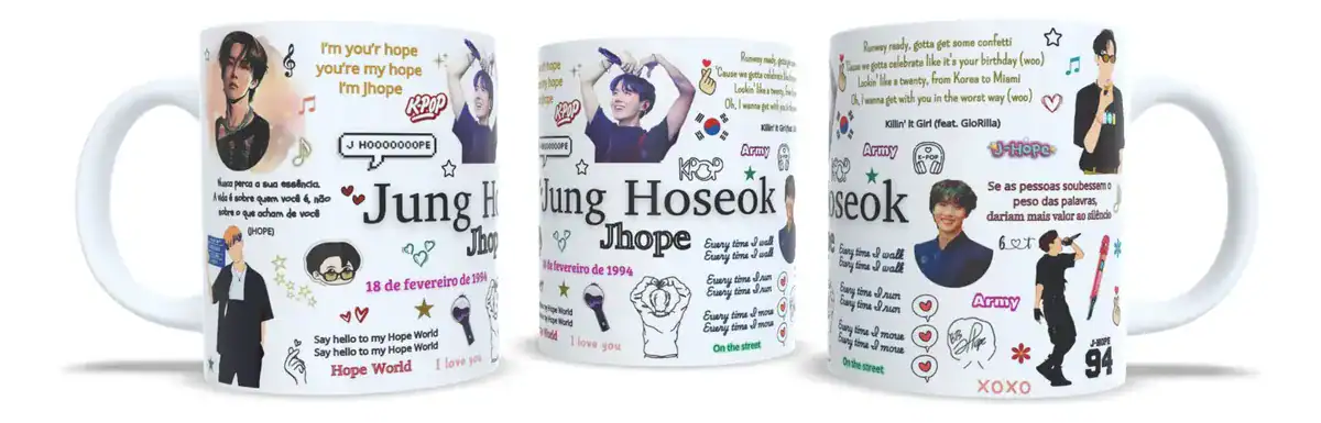 Caneca Xícara Personalizada Cantor J-Hope BTS
