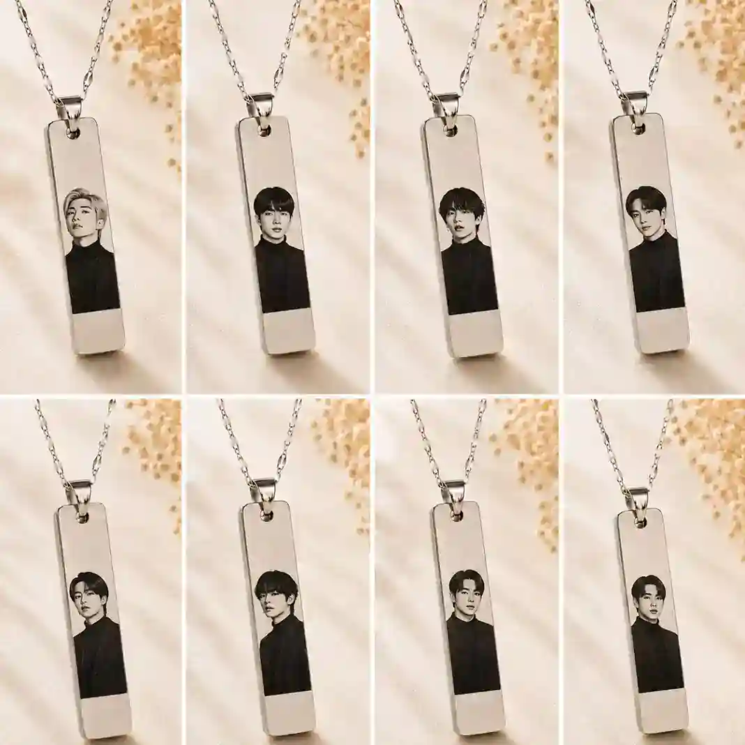 Colar Personalizado Jk Bts Foto Gravada Aço Pingente Army