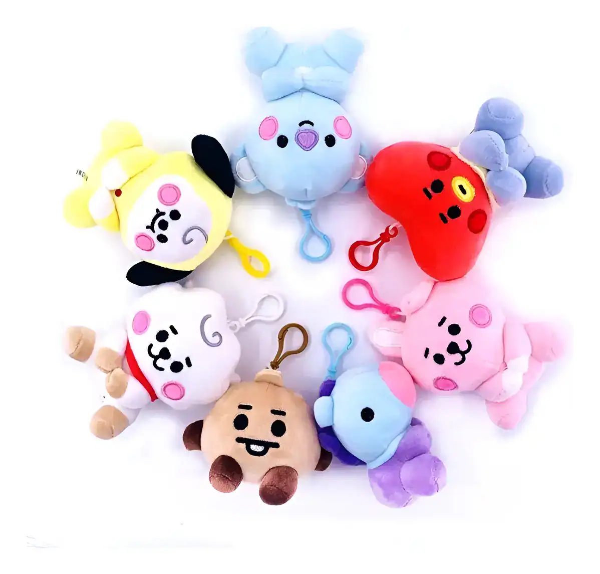Conjunto De 7 Pelúcias E Chaveiros Bt21 Bts