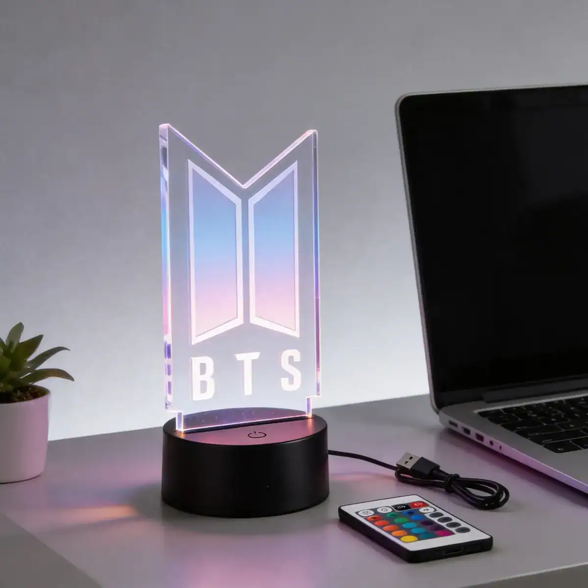 Luminária Led Colorida Bts Abajur Decoração Presente Simples