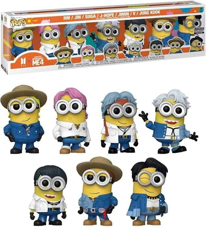 Funko - Meu Malvado Favorito 4 - Minions x BTS Pop! Boneco de Vinil Pacote com 7 - Exclusivo EE