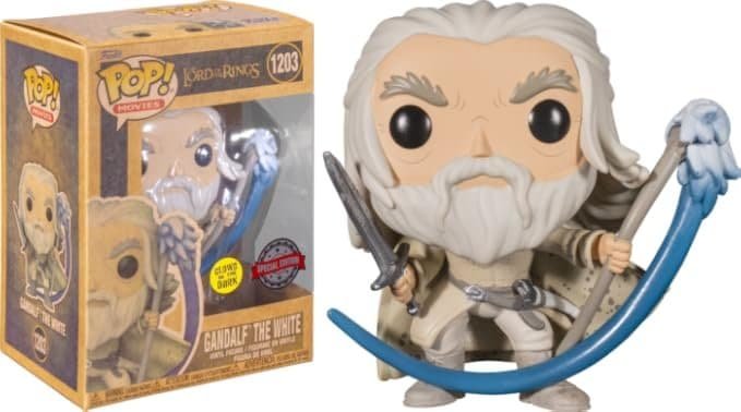Funko Pop Filmes O Senhor dos Anéis - Gandalf, o Branco, Edição Especial Boneco de Vinil Brilha no Escuro #1203