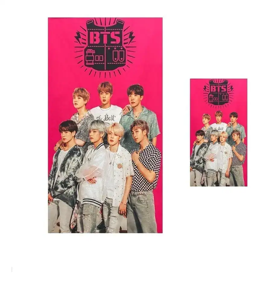 Kit 1 Toalha De Banho Bts R + 1 Toalha De Rosto