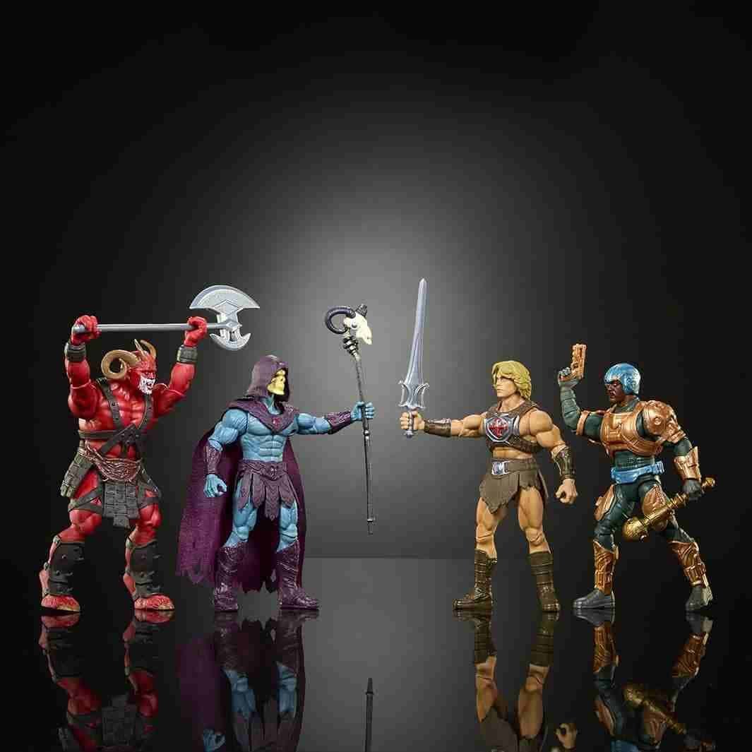 Kit 4 Action Figures Masters of the Universe Filme 2026 He-Man Mentor Esqueleto Homem Cabra