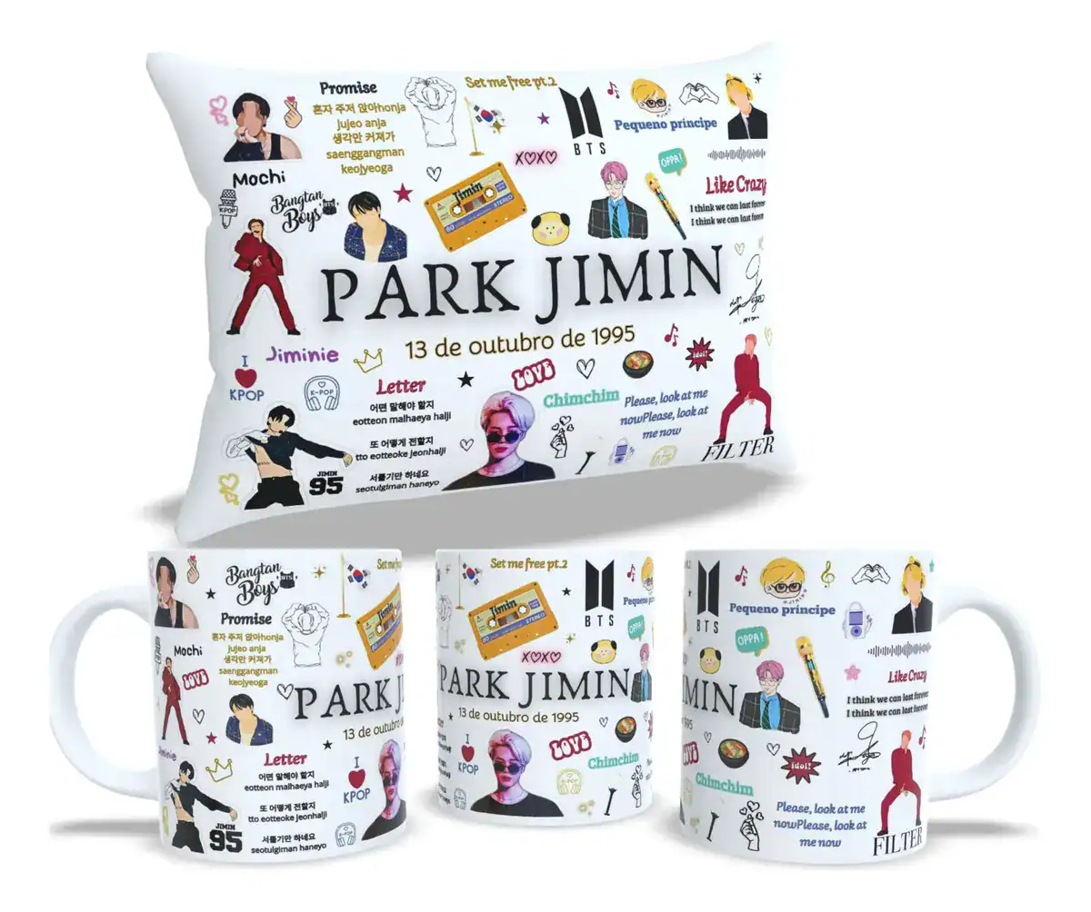Kit Caneca + Almofada Bts Park Jimin