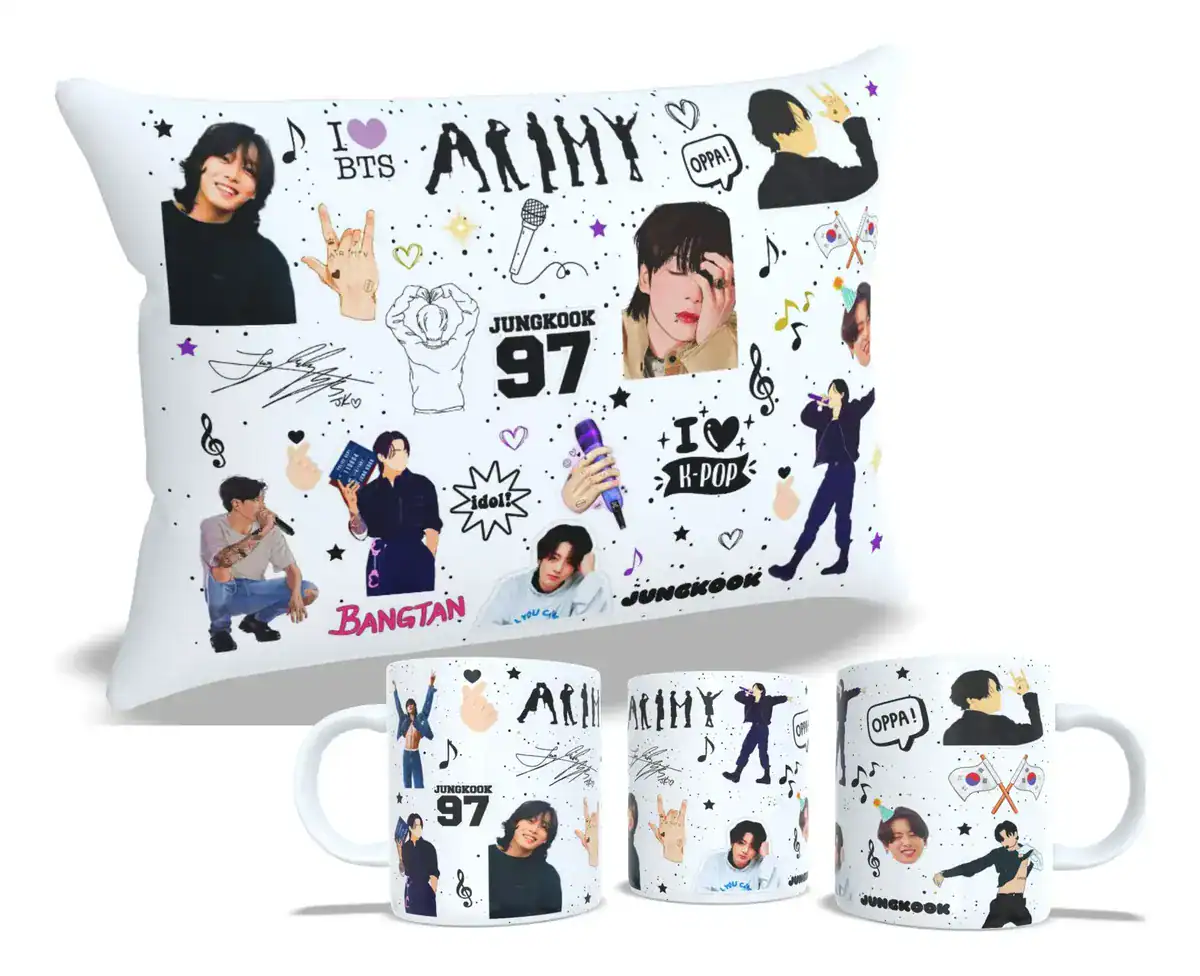 Kit Caneca + Almofada Idols Bts Jungkook