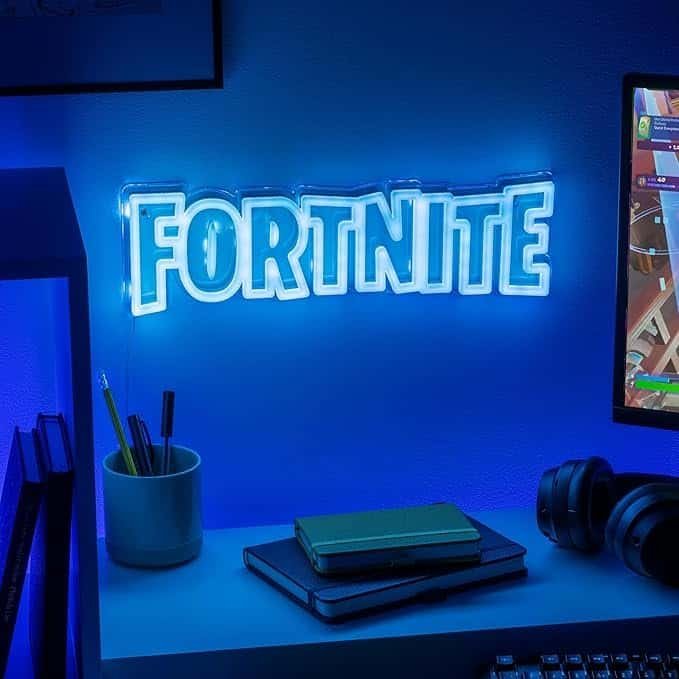 Luminária LED Fortnite acrílico logo quarto gamer RGB