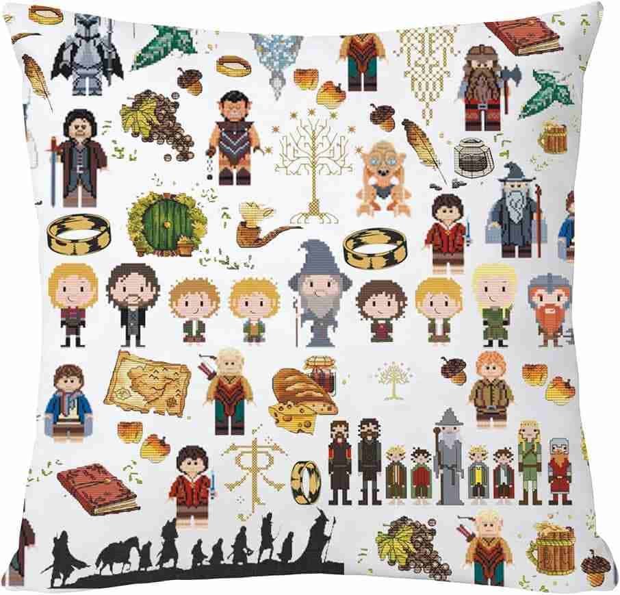 PXTIDY Capa de almofada inspirada no filme Lord Anéis, personagens de filmes, capa de almofada com zíper, decoração de casa, programas de TV, presentes para fãs
