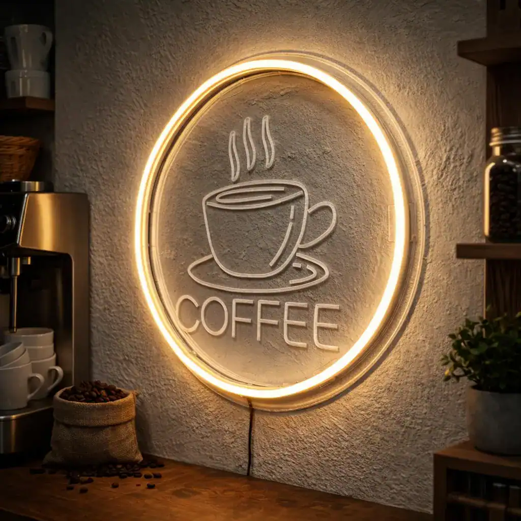 Placa Neon LED Coffee Café