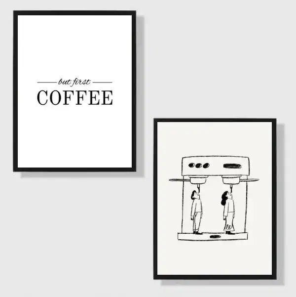 Quadro But First Coffee decoração cozinha
